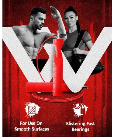 WOD Nation Attack Speed Jump Rope - Adjustable Fitness Jumping Rope for Men and Women - Crossfit Workout Rope in Red - Buy Online on GoSupps.com