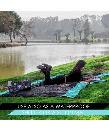Double Camping Hammock with Tree Straps & Carabiners - Portable Parachute Nylon for Hiking, Backpacking, Travel - Easy Setup - Black/Sky Blue - Buy Online on GoSupps.com