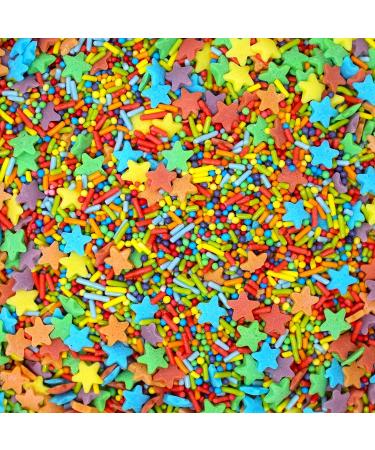 Rainbow Stars Bright Mixed Sprinkles - 35g of Multi-Coloured Cake Toppers Decorations 100s 1000s Mini Balls Nonpareils Strands Stars Rainbow Pride - Buy Online on GoSupps.com