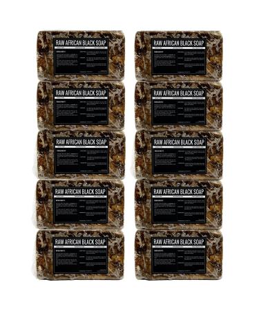 Sheanefit Raw African Black Soap Bar - For All Skin Types - Face, Body, Hair Soap Bulk Bars (10 Pounds)