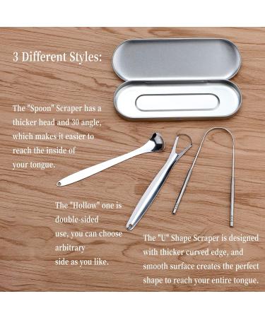 Savita Medical Quality 3-Part Tongue Scraper - Stainless Steel Bad Breath Cleaner with Non-Synthetic Handle | International Shipping Available - Buy Online on GoSupps.com