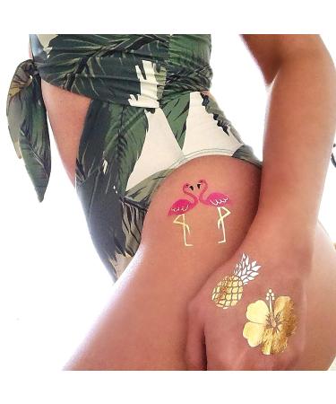 Beach Queen Variety Set - 25 Assorted Tropical Waterproof Metallic Tattoos | Luau Party Supplies - Buy Online on GoSupps.com