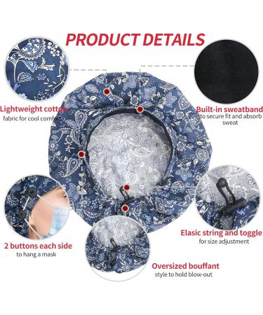 ABAMERICA Navy Feather Bouffant Cap with Button and Sweatband - Adjustable Working Hat | Unisex One Size | Single Layer - Buy Online on GoSupps.com