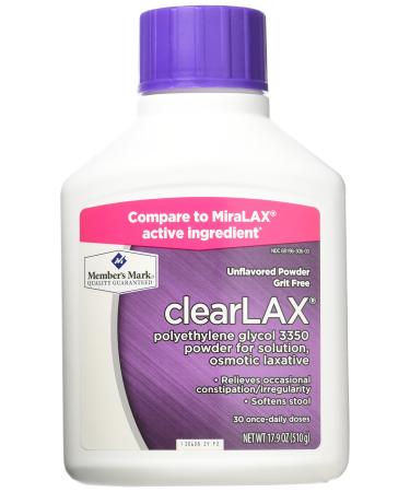 Member's Mark Clearlax Polyethylene Glycol 3350 Powder for Solution Osmotic Laxative (3 bottles (53.7 oz))
