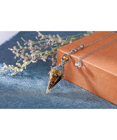 Buy Tiger Eye Gemstone Pendulum Pendant with Chain | Reiki Healing & Dowsing | Balance Bracelet - Buy Online on GoSupps.com