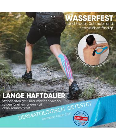 Buy Health Press Kinesiotapes - 50 Precut Blue & Black Kinesiology Tape Stripes (25cm x 5cm) | Professional Skin-Friendly Physio & Sports Tape - Dermatest Approved - Buy Online on GoSupps.com