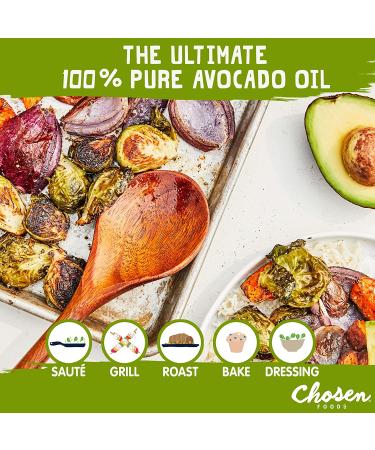 Chosen Foods 100% Pure Avocado Oil 2L - Keto & Paleo Friendly, Kosher for Baking, High-Heat Cooking, Frying - Ideal for Sauces, Dressings & Marinades - Buy Online on GoSupps.com