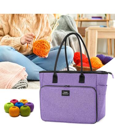 CURMIO Yarn Storage Bag for Knitting & Crochet Projects - Fits Needles up to 14in, Yarn Skeins, Hooks - Purple (Bag Only) - Buy Online on GoSupps.com