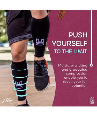 Calf Compression Sleeve - Support Brace for Sports & Travel | Men & Women - Medium - 1 Pair - Stripes/Black - Buy Online on GoSupps.com