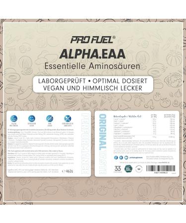 Alpha EAA Powder 462g - Vegan Blue Raspberry Amino Acid Drink | All 8 Essential Amino Acids | Made in Germany | Optimal Performance - Buy Online on GoSupps.com