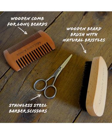 Melanin Kings Beard Grooming Kit - Natural African Ingredients for Men | Wash Oil Balm Brush Comb & Scissors - Buy Online on GoSupps.com