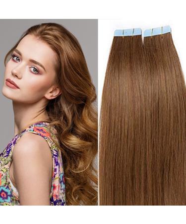 SEGO TAPE Extensions Real Hair 20 Tressen/30 g adhesive tape hair extension hair parts 100% remy human hair glue light brown#6-1 16 "(40cm) -30g
