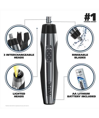 Wahl Lithium Powered Lighted Trimmer Model 5546-400 - Painless Nose, Ear, Brow & Facial Hair Detail Personal Trimmer - Buy Online on GoSupps.com