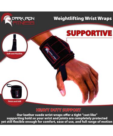 Dark Iron Fitness Suede Leather Wrist Wraps - 22 Weightlifting Bands for Strength Training - Men & Women - Buy Online on GoSupps.com