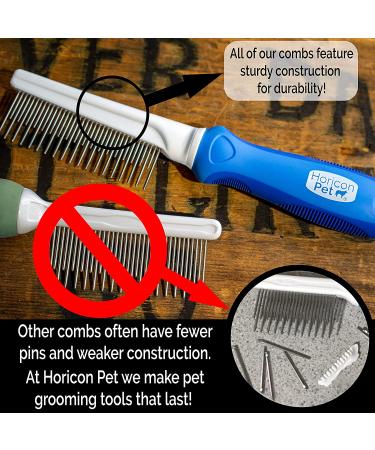 Horicon Pet Detangling Grooming Comb - 37 Pin Stainless Steel Teeth for Dogs, Cats & Small Animals - Remove Matted Fur, Knots & Tangles - Buy Online on GoSupps.com