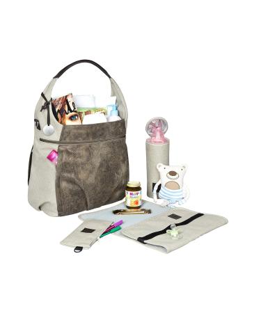 L SSIG Baby Diaper Bag - Stylish Olive Beige Hobo Bag with Changing Accessories | International Shipping Available - Buy Online on GoSupps.com