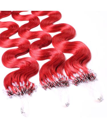 hair2heart Microring Extensions Real Hair Wavy - 50 strands 1g 40cm 0/44 red intense 50 strands 40cm #Red