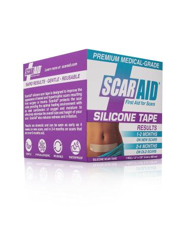 Silicone Scar Tape for Tummy Tuck & Bariatric Surgery - 1 Roll 1.5 x 120 - Superior to Vitamin E Oil - Buy Online on GoSupps.com