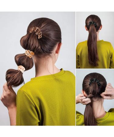 Hair Scrunchies Velvet Elastics Scrunchy Bobbles Soft Hair Bands Hair Ties (12 Colors) - Buy Online on GoSupps.com