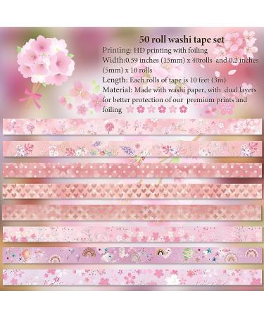 Gold Foil Flower Washi Tape Set - 50 Rolls Decorative Adhesive Tape for Scrapbooking and Journaling - Buy Online on GoSupps.com