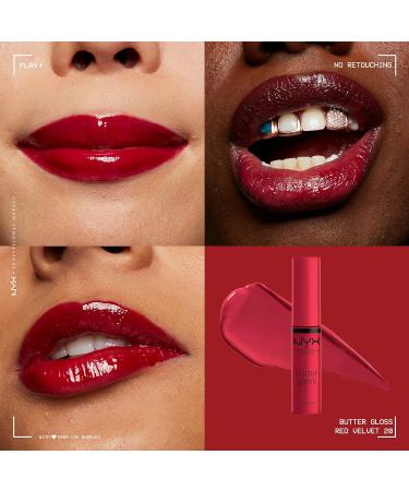 NYX Butter Gloss in Red Velvet - Deep Red Lip Gloss (0.27 Fl Oz) | Non-Sticky Formula | Pack of 1 - Buy Online on GoSupps.com