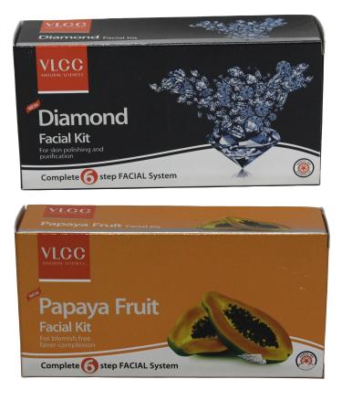 VLCC Diamond Facial Kit & Papaya Fruit Facial Kit Combo