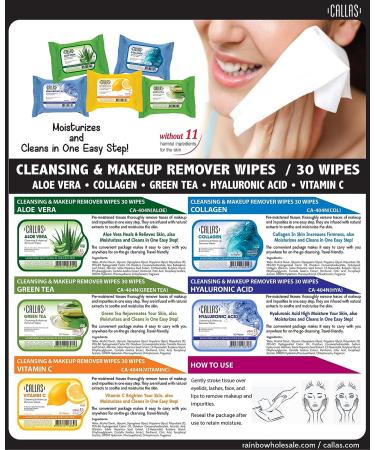 Callas Hyaluronic Acid Cleansing & Makeup Remover Wipes - 30 Count - Buy Online on GoSupps.com