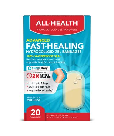 All Health All Health Advanced Fast Healing Hydrocolloid Gel Bandages, Regular 20 ct | 2X Faster Healing for First Aid Blisters or Wound Care, 20 Count 20 Count (Pack of 1)