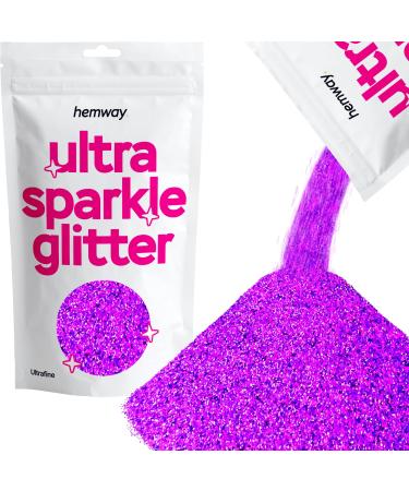 Hemway Ultrafein/Extra Fine Glitter Ultra -Sparkle 100g 3.5 ounces Cosmetic Safe 1/128 ".008" 0.2mm - Purple Holographic Purple Holographic Ultrafine - 100g