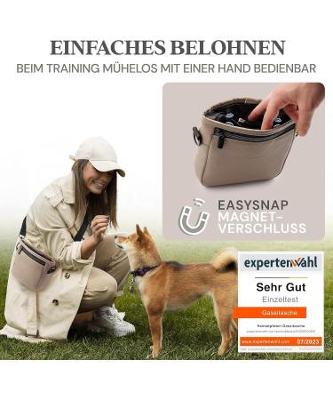 Heimatpfoten Imitation Leather Dog Food Bag - Stylish One-Handed Magnetic Closure Treat Bag in S Brown - Perfect for Walks and Training - Buy Online on GoSupps.com
