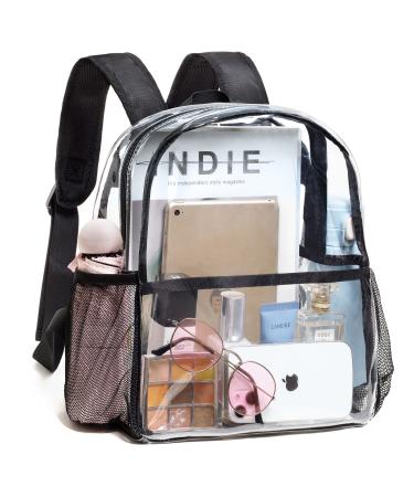 Vorspack Clear Backpack Stadium Approved - Clear Mini Backpack 12x12x6 for Women Stadium Backpack with 2 Water Holders Heavy Duty for Concert Work Sport Games Festival Venues- Black - Buy Online on GoSupps.com