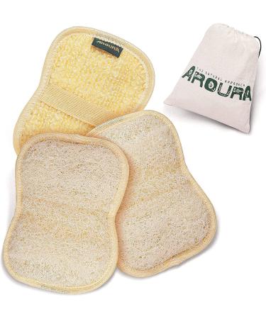 Aroura Egyptian Natural Loofah Pads - Pack of 3 Flexible Fiber Sponges for Glowing Skin - Buy Online on GoSupps.com