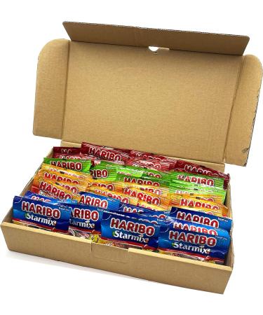 Haribo Mini Bags Sweets Hamper Gift Box - 60 Bags Supermix Starmix Tangfastics & Giant Strawbs - Adult Kids XMAS Party Gift - Buy Online on GoSupps.com