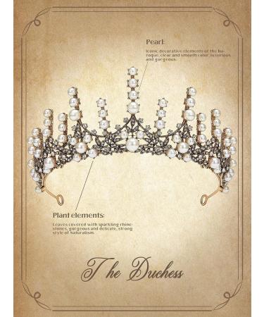 SWEETV Vintage Pearl Tiara | Bronze Queen Crown for Women | Royal Wedding Tiaras and Crowns | Jeweled Birthday Quinceanera Pageant Prom Headpiece - Valerie - Buy Online on GoSupps.com