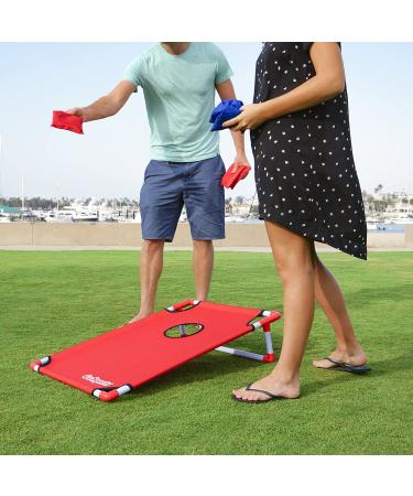 GoSports Portable PVC Framed Cornhole Toss Game Set with 8 Bean Bags and Travel Carrying Case - American Flag or Football Design - Buy Online on GoSupps.com
