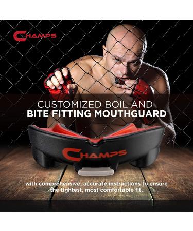 Champs Breathable Mouthguard for Boxing, MMA, Muay Thai, Jiu Jitsu - Easy Fit & Super Tough Combat Sports Mouthguard - Black (Ages 10+) - Buy Online on GoSupps.com