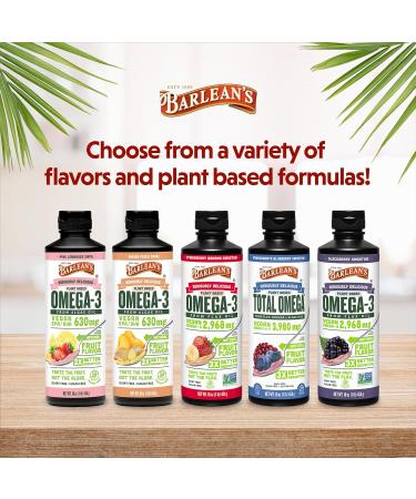 Barlean's Pink Lemonade Vegan Omega 3 Algae Oil Supplement | 630mg EPA & DHA | Non-GMO, Gluten-Free | 16oz Pink Lemonade Swirl - Pack of 1 - Buy Online on GoSupps.com
