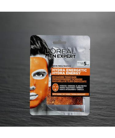L'Or al Men Expert Hydra Energetic Tissue Face Mask for Tired Skin - Revitalize & Refresh | 1 Piece Sheet Mask for Men - International Shipping Available - Buy Online on GoSupps.com