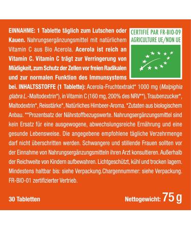 Buy Acerola Organic Loop Tablets - 1000mg Natural Vitamin C | Vegan Cherry Tablets for Immune Support & Energy | Pure Acerola Cherry Extract - Buy Online on GoSupps.com