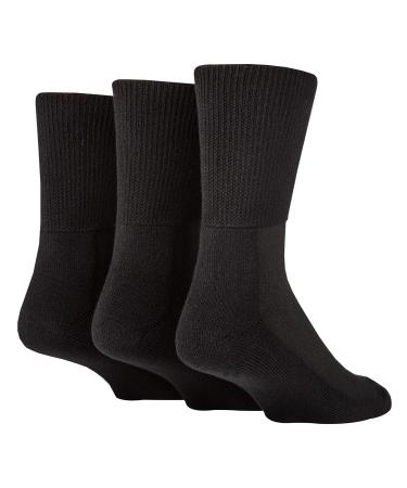 IOMI - Extra Wide Non Binding Bamboo Diabetic Socks for Men & Women | 3 Pack 10-12 Black