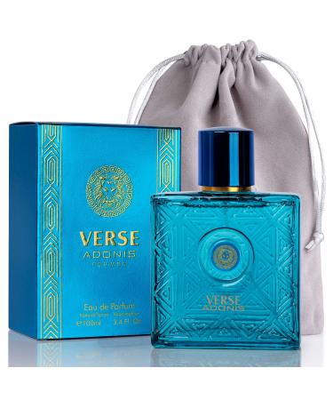 Verse Adonis for Men - 3.4 Fl. Oz. 100ml Men's Perfume with NovoGlow Carrying Pouch - Refreshing Combination of Woody Floral & Fruity Scents - Masculine Scent Lasts All Day A Gift for Any Occasion - Buy Online on GoSupps.com