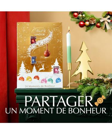 Lindt - Calendrier de l'Avent LINDOR - Assortiment de Chocolats au Lait Noirs Blancs Lait-Noisette Noix de Coco et Fraise - C ur Fondant - Id al pour No l 300g - Buy Online on GoSupps.com