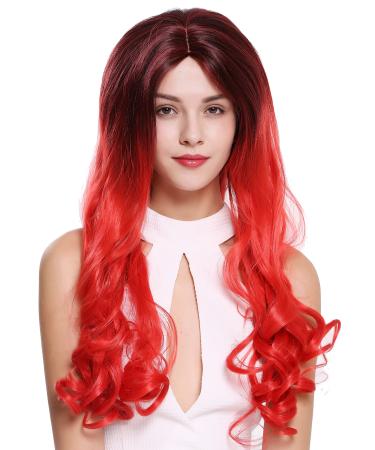 WIG ME UP - ZM-1707-1BT113 wig women's wig long middle parting straight & curly tips Ombre Black Red