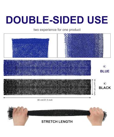 2 Pieces African Exfoliating Net Bath Sponge - Long Back Scrubber for Smooth Skin | Daily Use & Stocking Stuffer (Blue Black - Buy Online on GoSupps.com