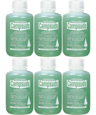 Sierra Dawn Campsuds Outdoor Soap in Nalgene Bottle, Biodegradable Environmentally Safe All Purpose, Camping Hiking Backpacking Travel, Multipurpose Dishes Shower Hand Shampoo (4-Ounce, 6 Bottles)