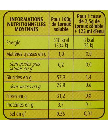 Leroux - Soluble Chicory Nature in Sticks - 100% Plant Origin - Roasted Chicory Lightly Caramelized Taste - Rich in Fiber No Added Sugars - Pack of 6 Boxes of 20 Sticks - Buy Online on GoSupps.com
