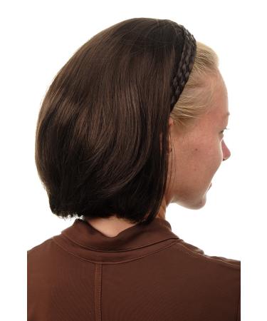 WIG ME UP - 90606-6 Half wig hairpiece elegant with braided headband short shoulder length straight brown Brown (6) 30 cm (1 pack)