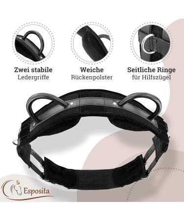 Esposita Riding Strap with 2 Leather Handles - Child & Rider Safety Lunging Belt Vaulting Belt Wooden Horse Accessories - Black - Buy Online on GoSupps.com