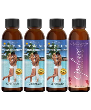 Belloccio Sunless Tanning Solution Variety Pack with 4 Different Professional Belloccio Solutions in 4 Ounce Bottles