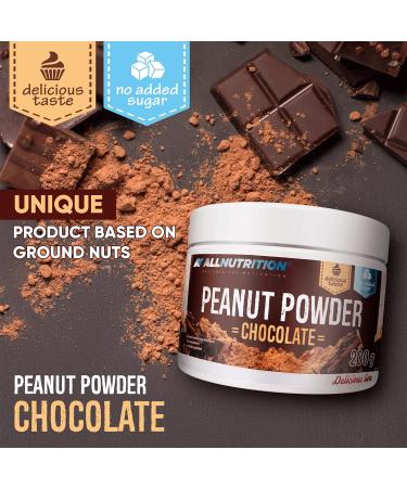 ALLNUTRITION Sugar Free Peanut Powder - Low Fat Peanut Butter - No Sugar Peanut Cream with 50% Protein - Low Calorie Sweets - No Palm Oil - Vegan and Keto Friendly - 200g Chocolate - Buy Online on GoSupps.com